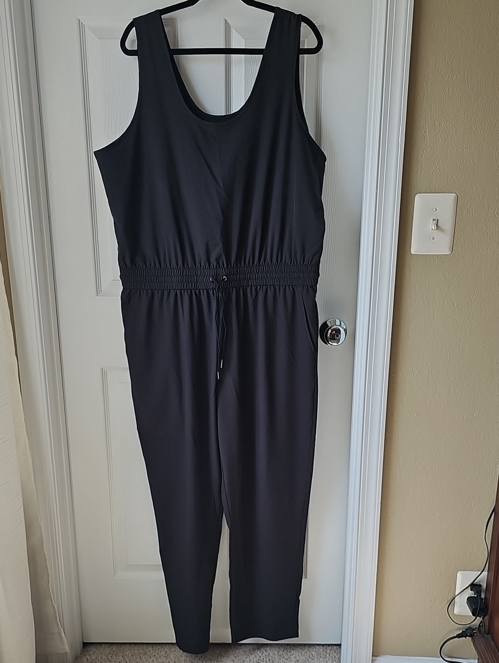 Natural Reflections Black Sleeveless Drawstring Waist Jumpsuit